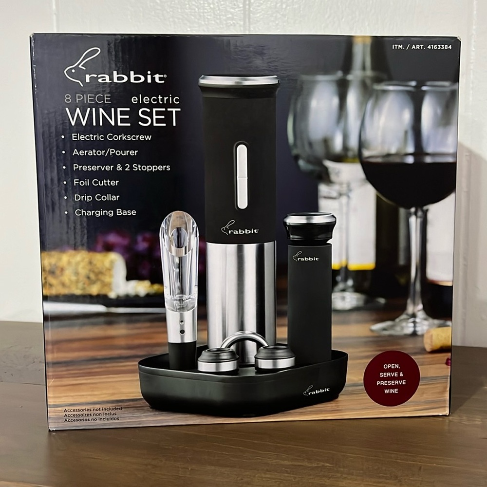 Rabbit 8 Piece Electric Wine Set - NIB